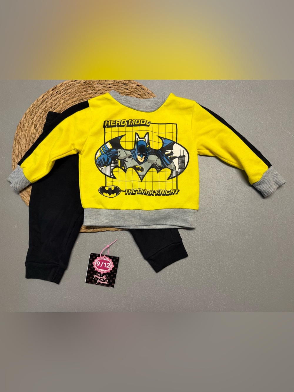 Batman Yellow & Black 'Hero Mode' Kids Sweatshirt Set